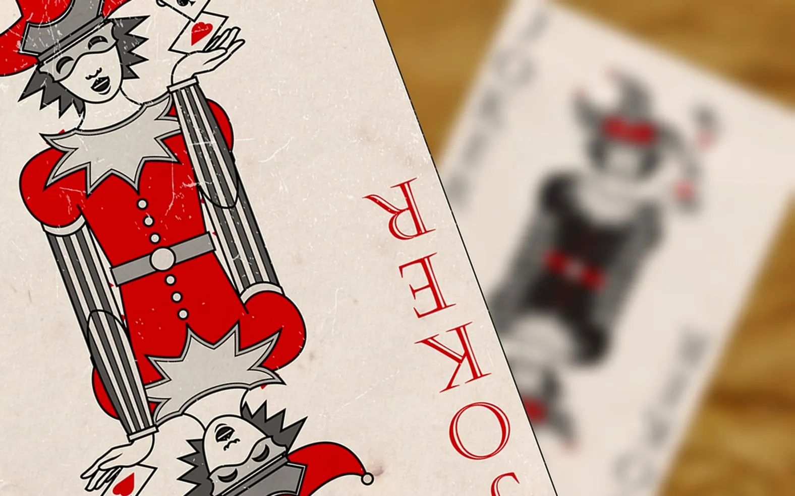 Playing cards, joker and red